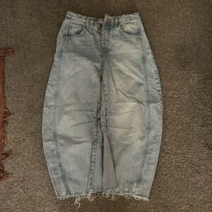 free people cut off barrel jeans